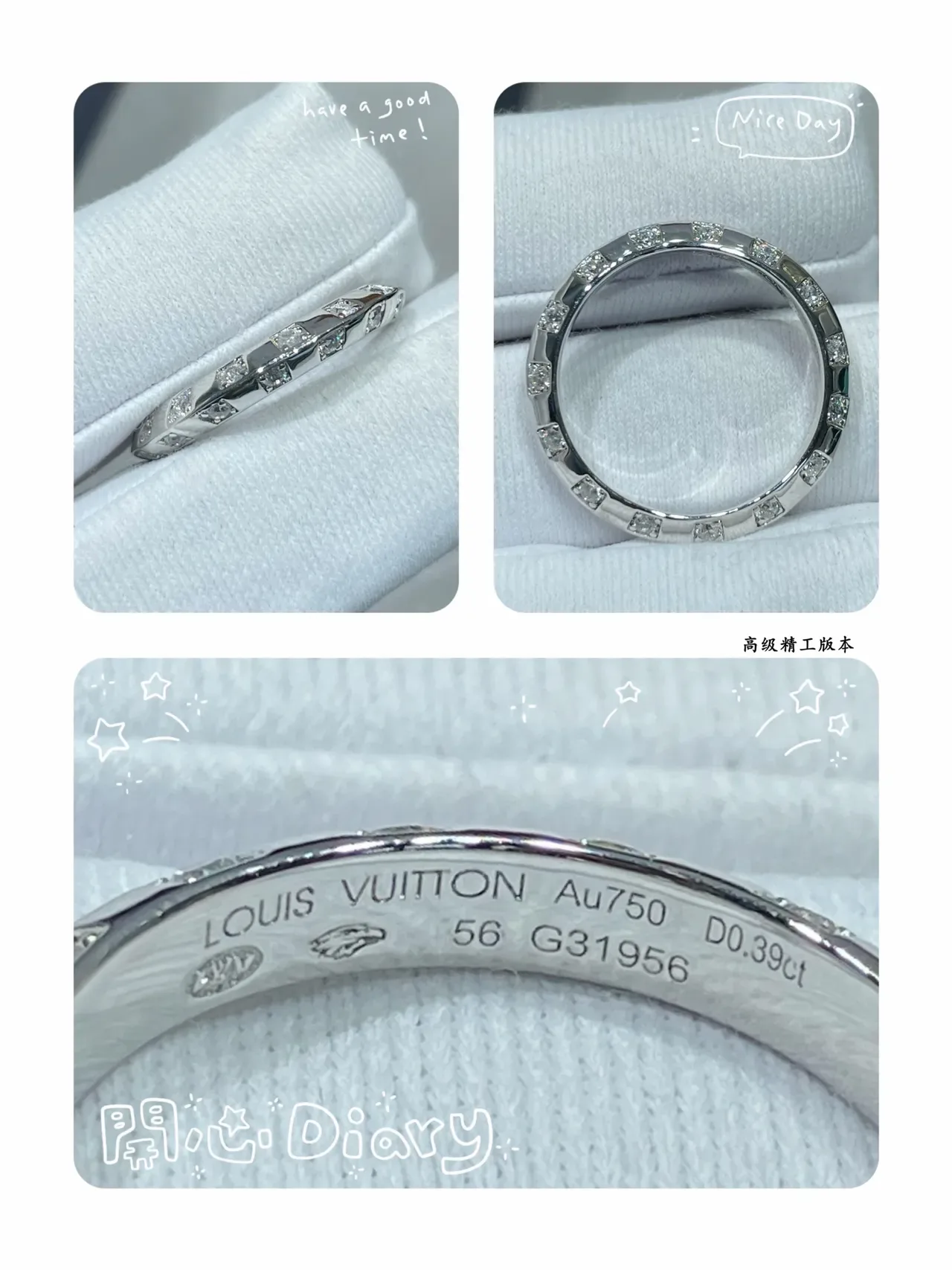 Louis Vuitton Silver Navy Pavé-Set Diamonds Square-Cut Stones Ring 2