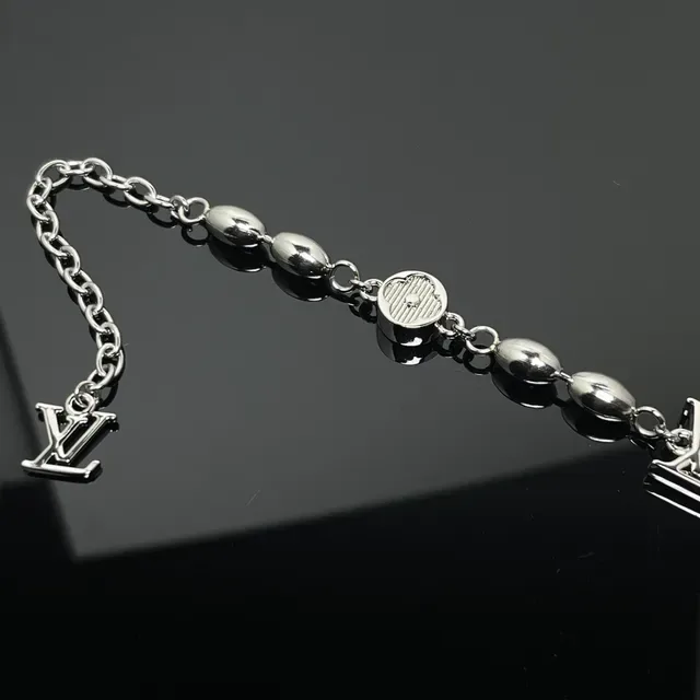 Louis Vuitton Silver White Metal Simulated Pearls Bracelet 2
