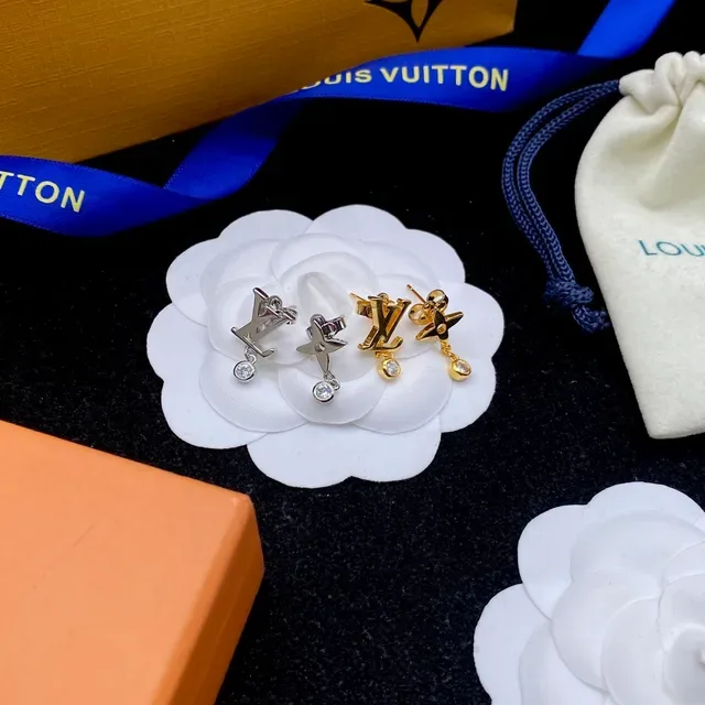 Louis Vuitton Silver White Monogram-Stud Star-Motif Earrings 3