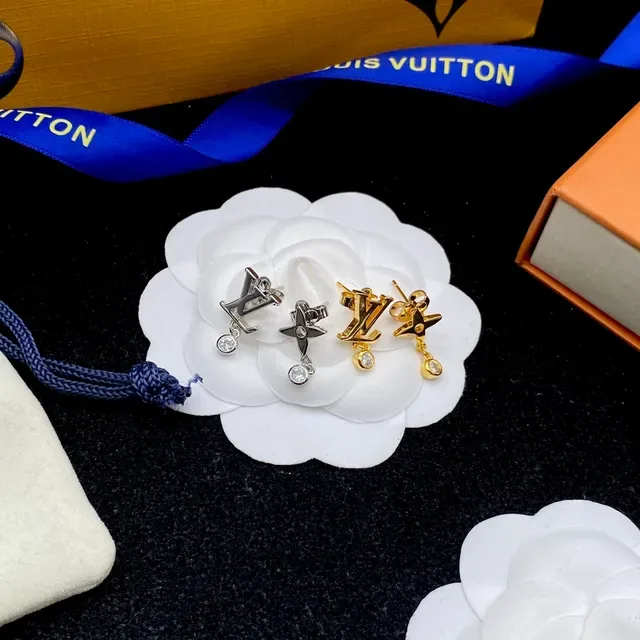 Louis Vuitton Silver White Monogram-Stud Star-Motif Earrings 4