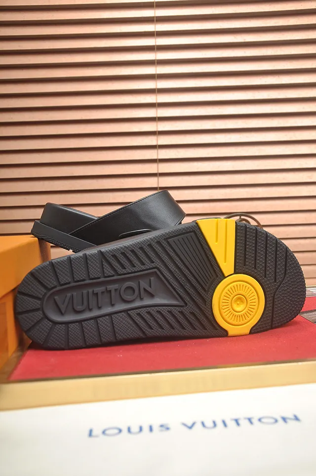Louis Vuitton Slide Black Double-Strap Buckle Slippers 3