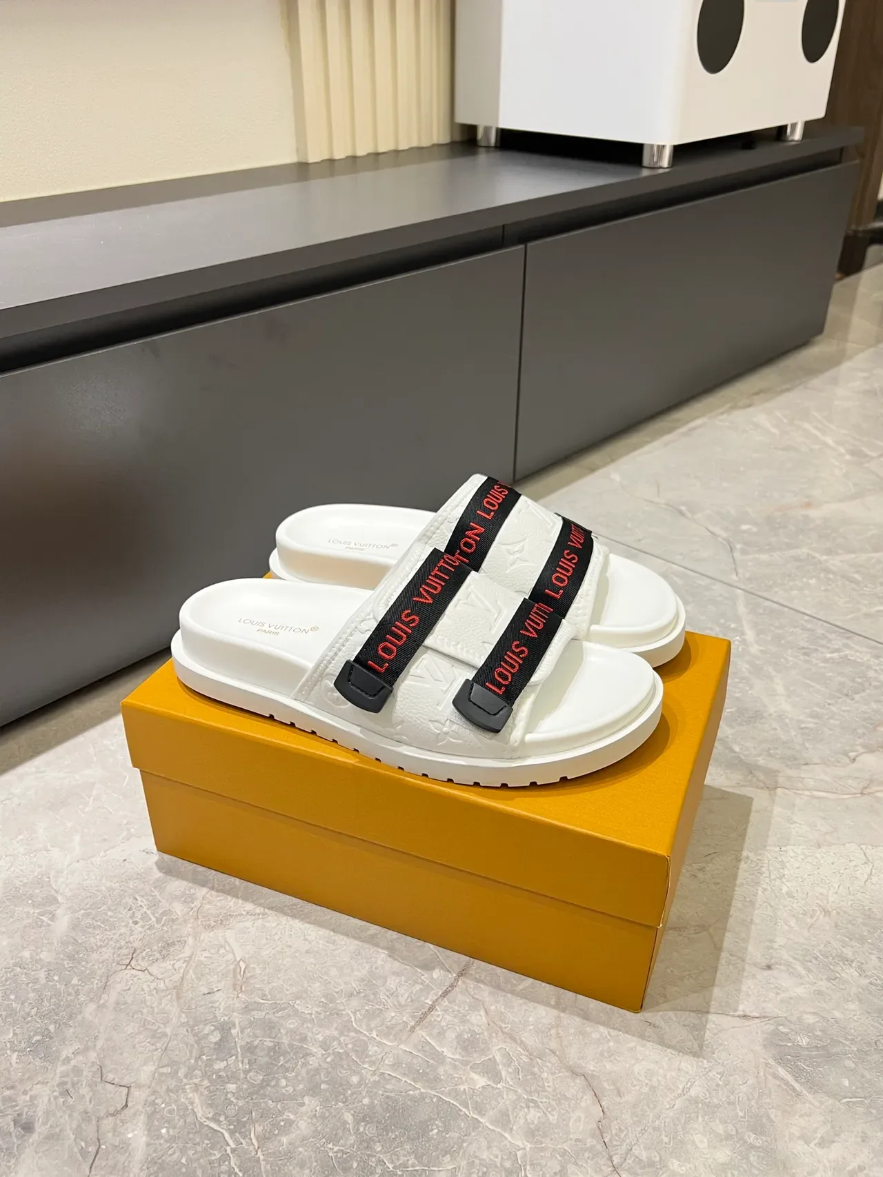 Louis Vuitton Slide Multicolor Molded Rubber Sole Double-Logo Strap Slippers 16