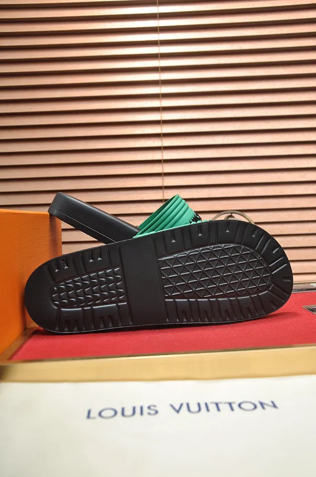 Louis Vuitton Slide-Style Green and Black Slippers 7