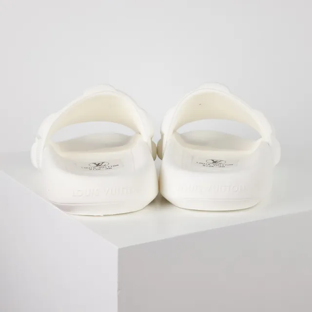 Louis Vuitton Slide White Quilted Checkerboard Slipper 8
