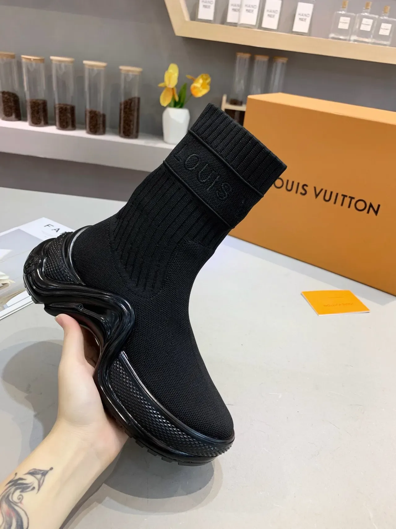 Louis Vuitton Speed Trainer Black Sock-Fit Lifestyle Sneakers 3