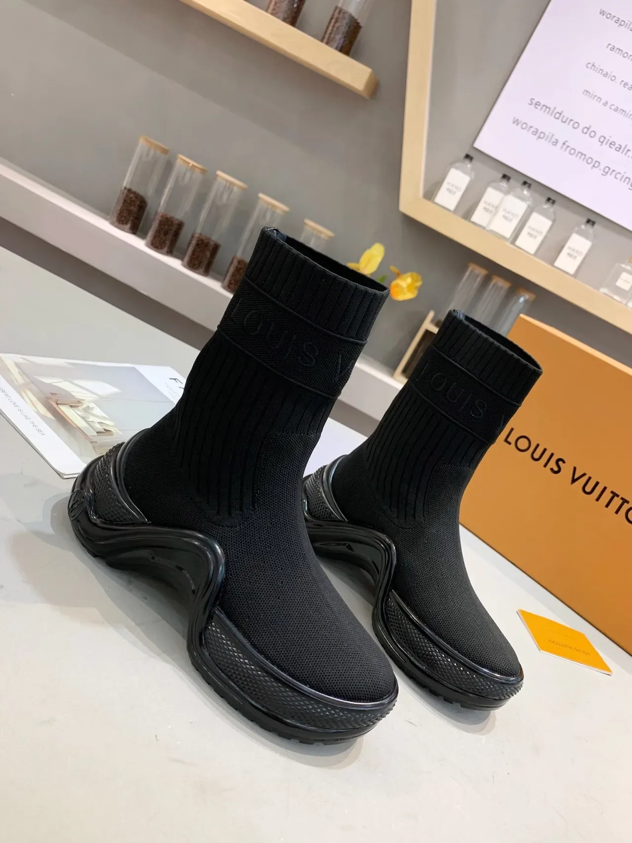 Louis Vuitton Speed Trainer Black Sock-Fit Lifestyle Sneakers 5