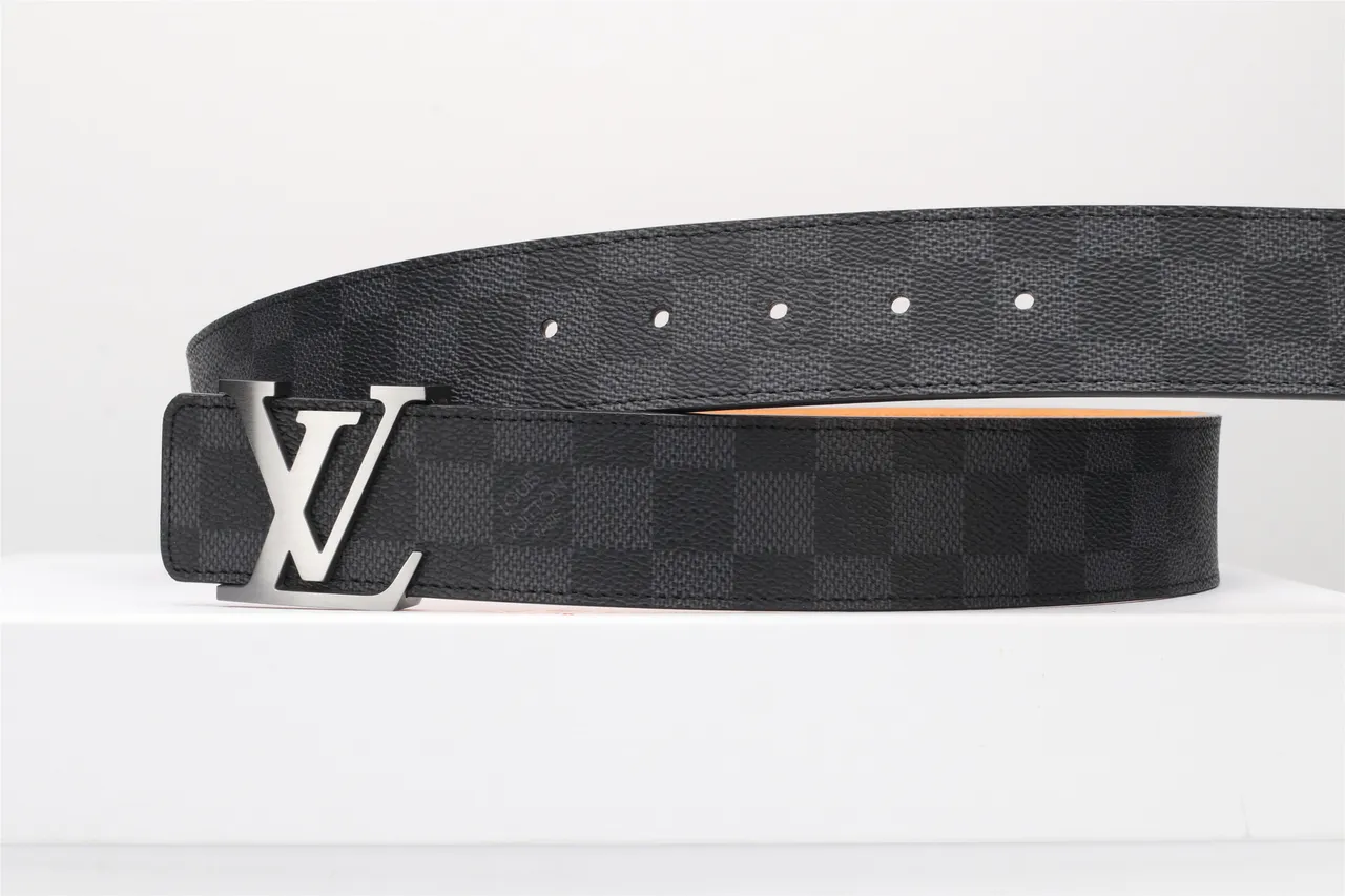 Louis Vuitton Turnlock Belt Damier Graphite Black Leather Belt 6