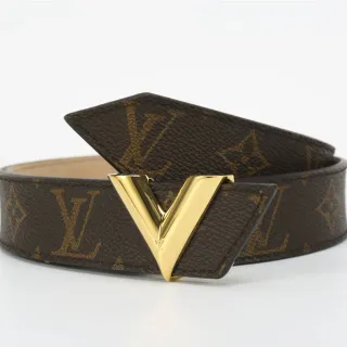 Louis Vuitton V-Buckle Monogram Canvas Brown Leather Belt