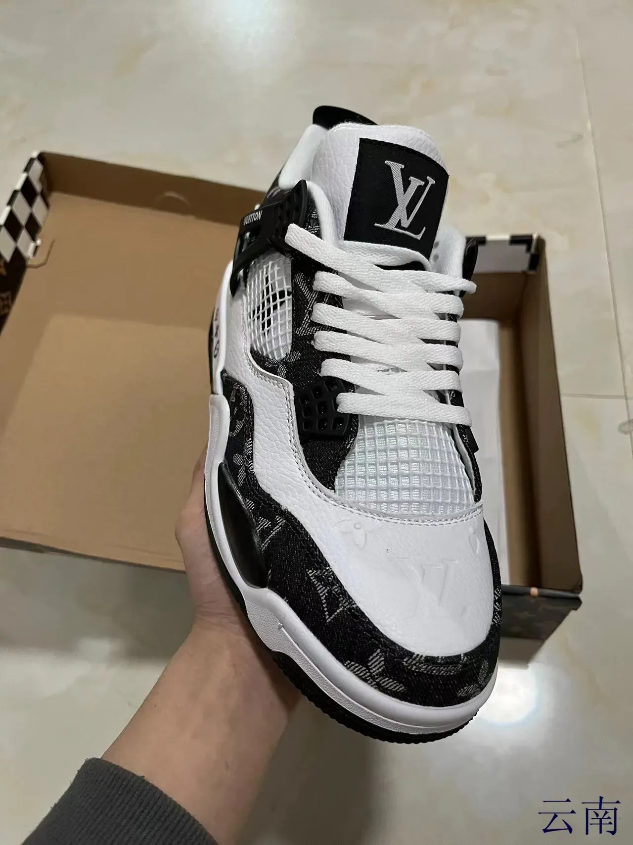 Louis Vuitton White Black Monogrammed Textile Leather Overlay Lifestyle Sneakers 2