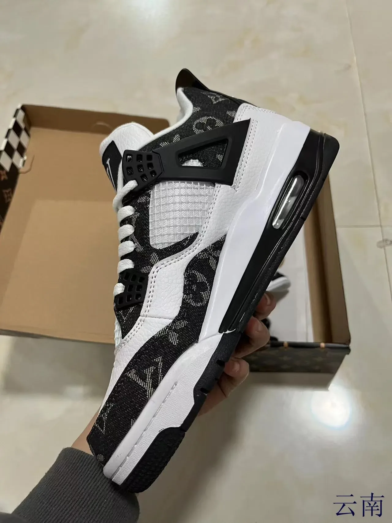 Louis Vuitton White Black Monogrammed Textile Leather Overlay Lifestyle Sneakers 4