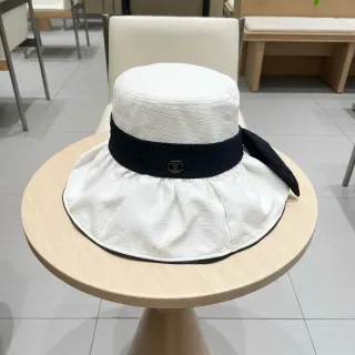 Louis Vuitton White Black Ribbed Fabric Grosgrain Band Hat