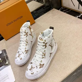 Louis Vuitton Blancos y marrón alto con estampado de monograma zapatillas lifestyle
