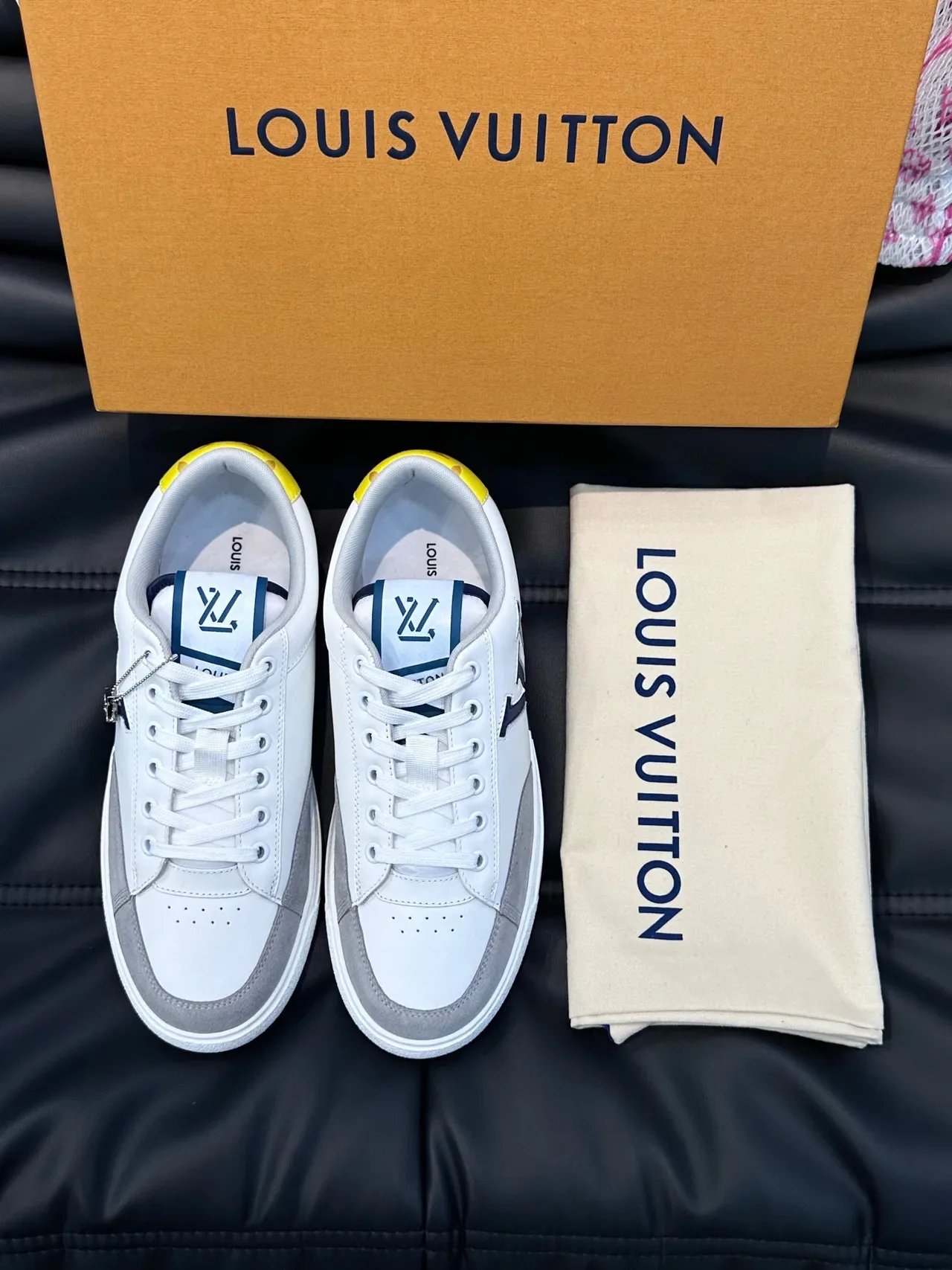 Louis Vuitton White Gray Low-Top Leather-Suede Hybrid Lifestyle Sneakers 3