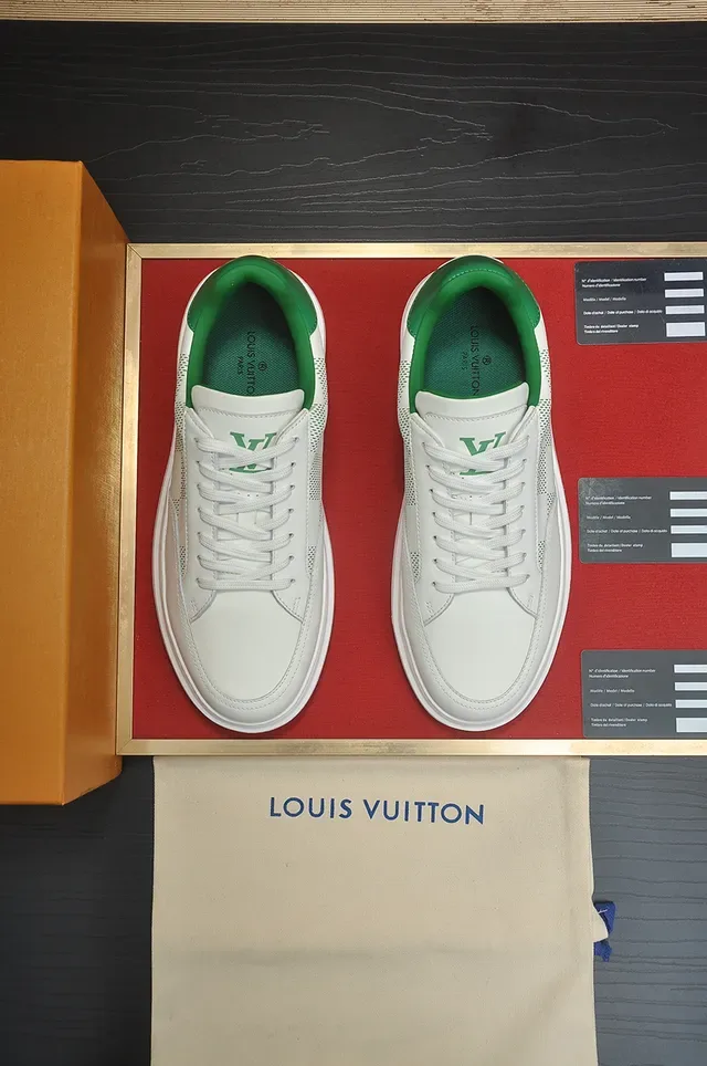 Louis Vuitton সাদা সবুজ লো-টপ চামড়ার লাইফস্টাইল স্নিকার 5