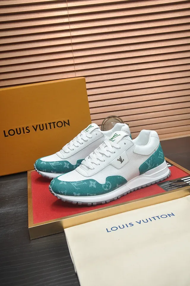 Louis Vuitton White Green Low-Top Mesh-and-Leather Upper Lifestyle Sneakers 4
