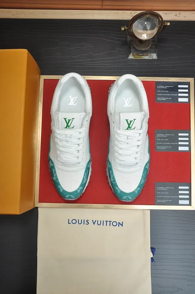 Louis Vuitton White Green Low-Top Mesh-and-Leather Upper Lifestyle Sneakers 5