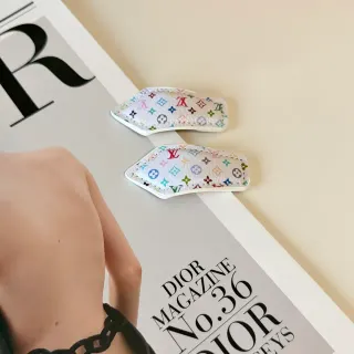Louis Vuitton Blanco Multicolor Monogram-Printed Cuero Sintético Joyería