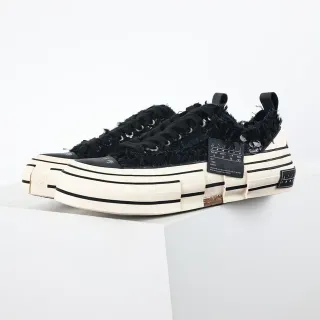 Maison Margiela Black Beige Frayed Textile Upper Segmented Layered Sole Lifestyle Sneakers