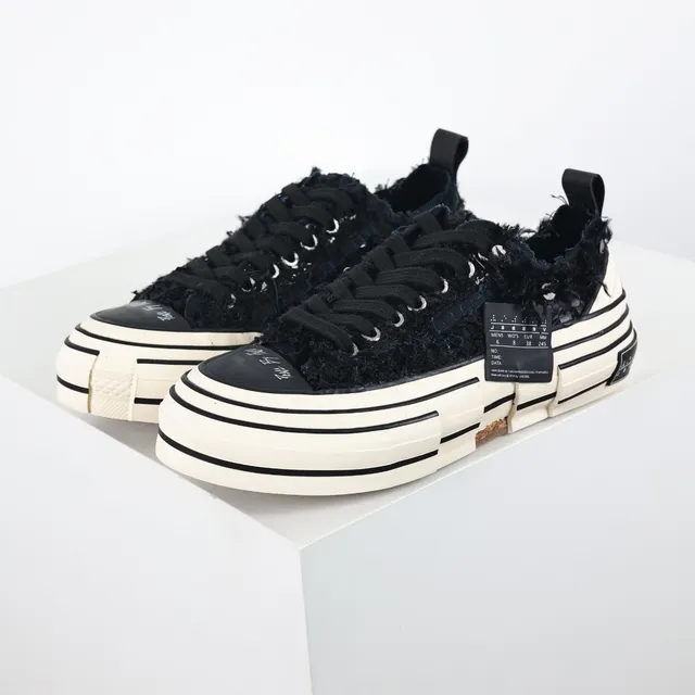 Maison Margiela Black Beige Frayed Textile Upper Segmented Layered Sole Lifestyle Sneakers 2