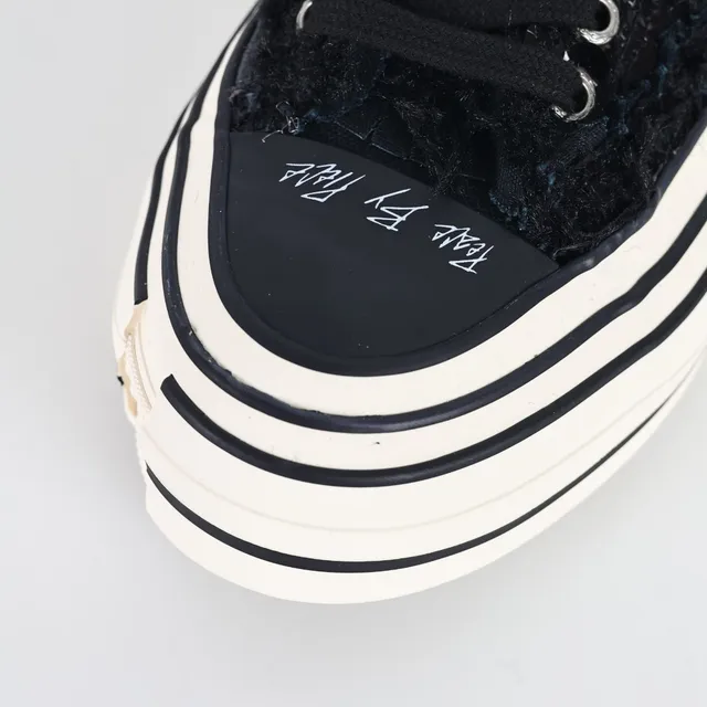 Maison Margiela Black Beige Frayed Textile Upper Segmented Layered Sole Lifestyle Sneakers 5