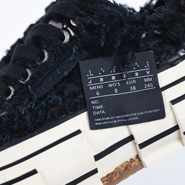 Maison Margiela Black Beige Frayed Textile Upper Segmented Layered Sole Lifestyle Sneakers 6