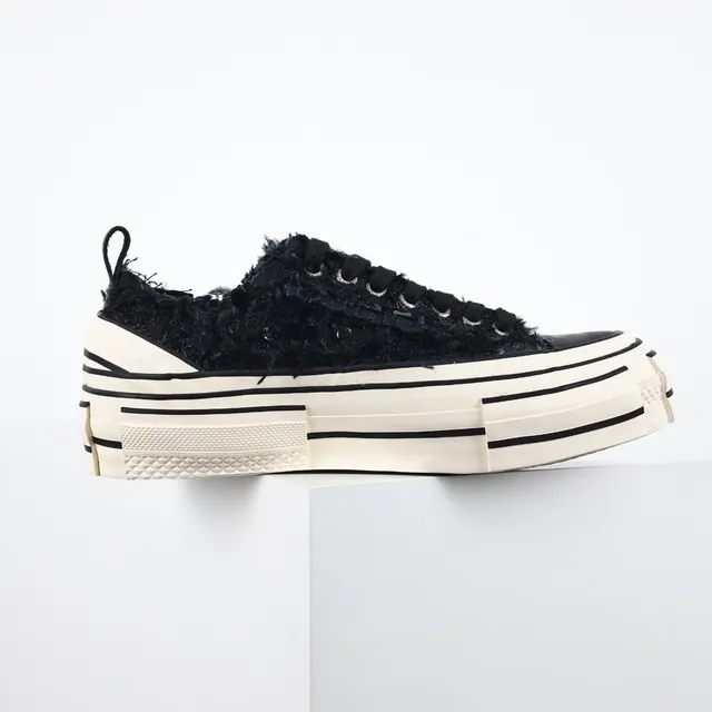 Maison Margiela Black Beige Frayed Textile Upper Segmented Layered Sole Lifestyle Sneakers 7