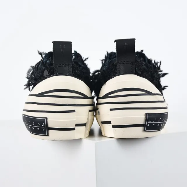 Maison Margiela Black Beige Frayed Textile Upper Segmented Layered Sole Lifestyle Sneakers 8