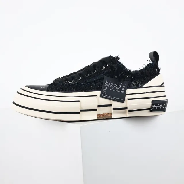 Maison Margiela Black Beige Frayed Textile Upper Segmented Layered Sole Lifestyle Sneakers 9