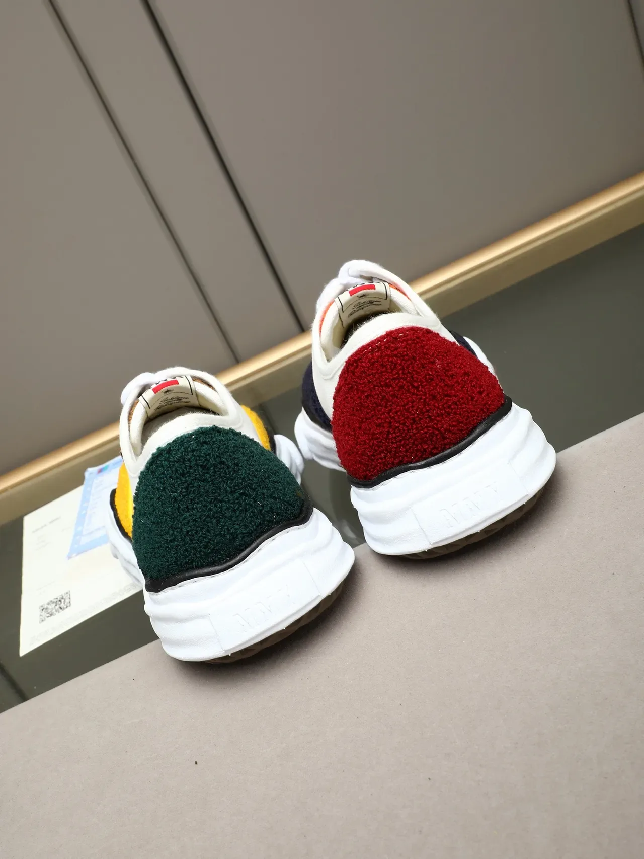 MMY White Navy Canvas Upper Textured And Red Panels Sneakers 4
