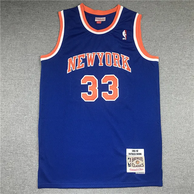 Mitchell & Ness Hardwood Classics 1991–92 Patrick Ewing New York Knicks maillot bleu et orange 2