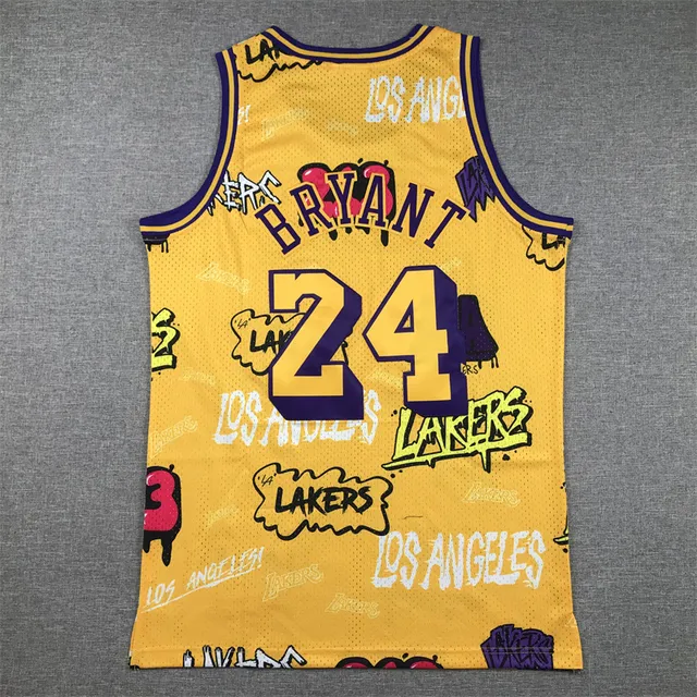 Maillot Mitchell & Ness Hardwood Classics 1996–97 Kobe Bryant Graffiti jaune 3
