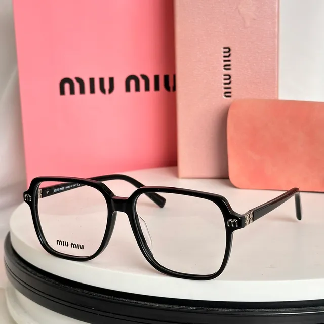 Miu Miu Black Brown Rectangular Frame Acetate Construction Optical Glasses 4