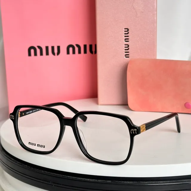 Miu Miu Black Brown Rectangular Frame Acetate Construction Optical Glasses 5
