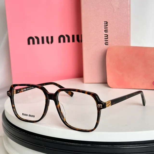 Miu Miu Black Brown Rectangular Frame Acetate Construction Optical Glasses 8
