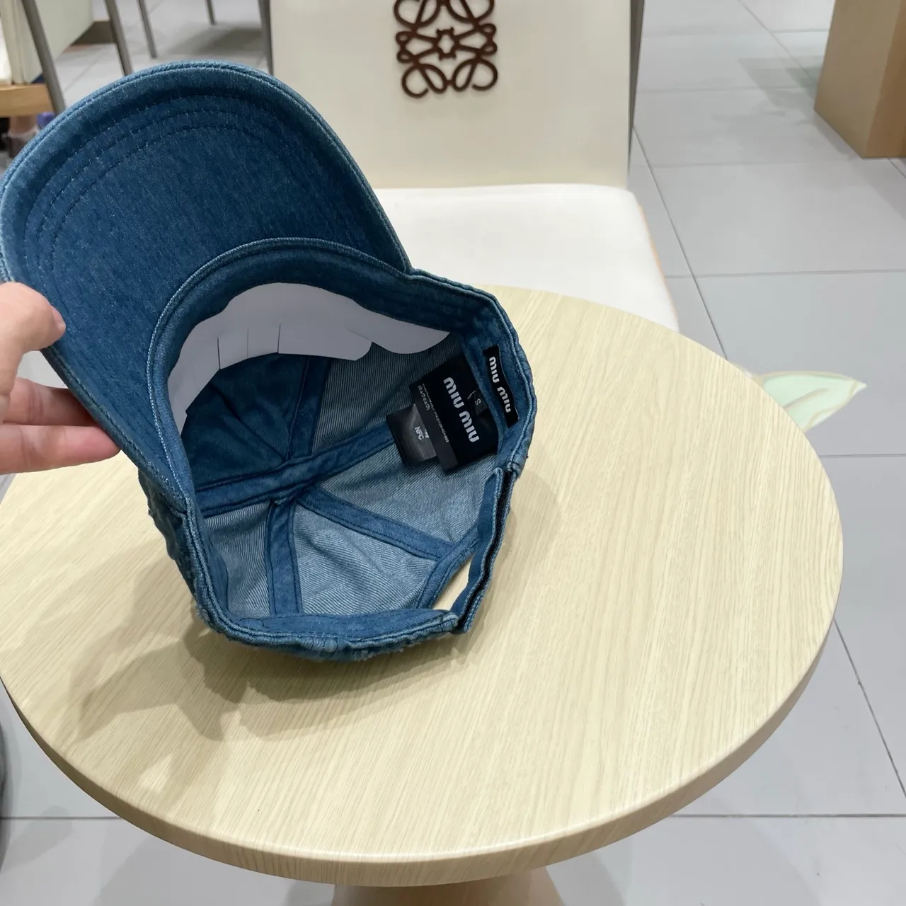 Miu Miu Denim Embroidered Logo Baseball Cap 2