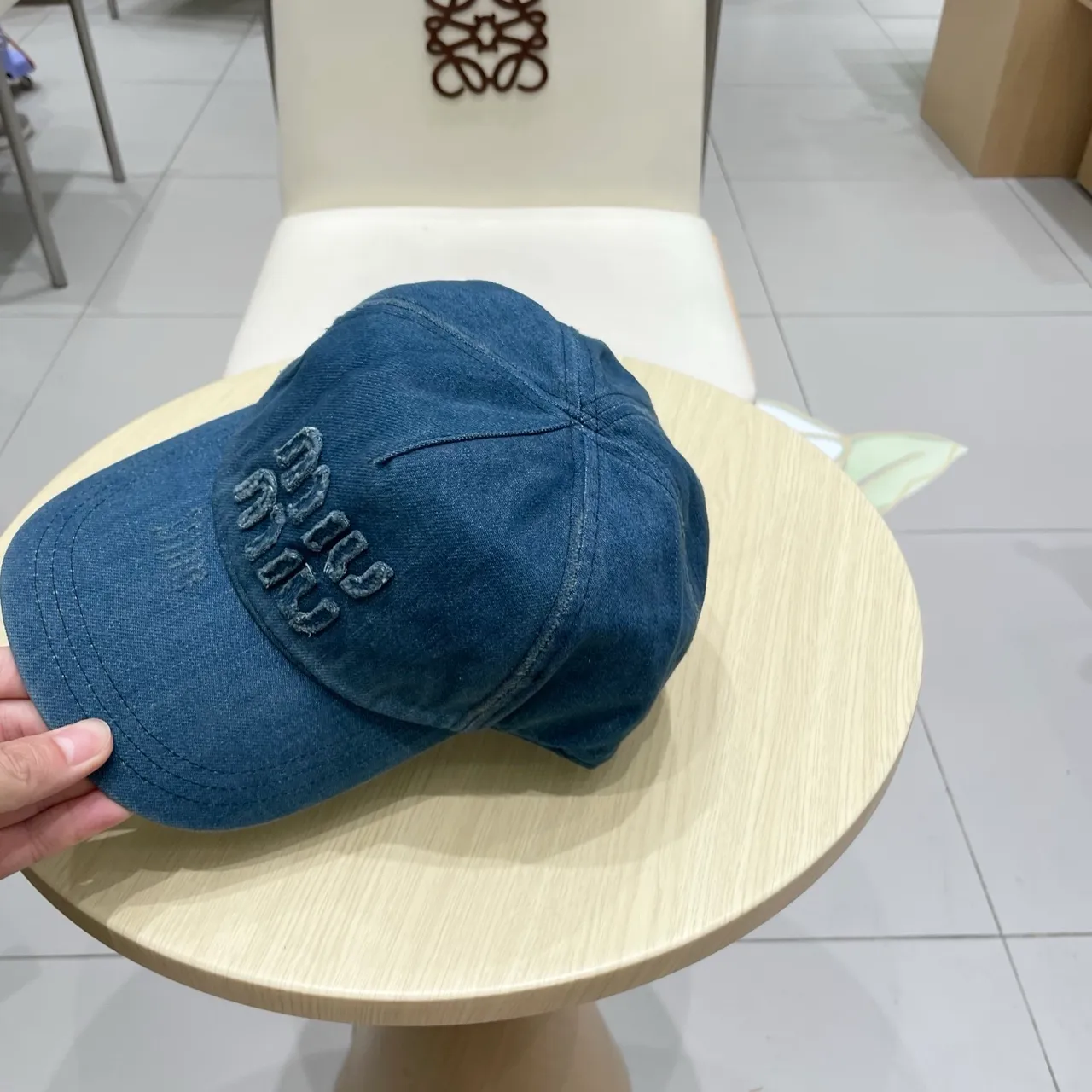 Miu Miu Denim Embroidered Logo Baseball Cap 5