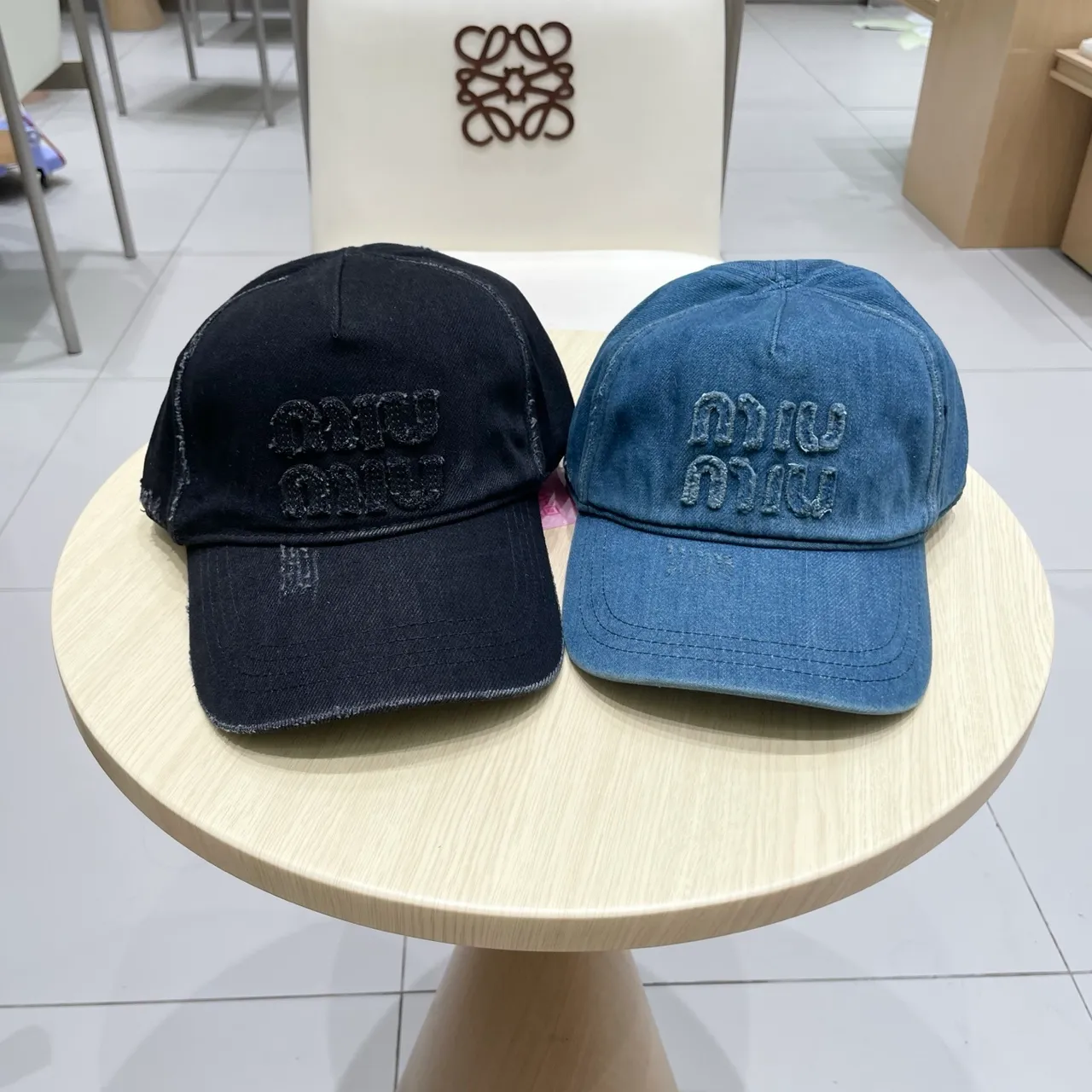 Miu Miu Denim Embroidered Logo Baseball Cap 6