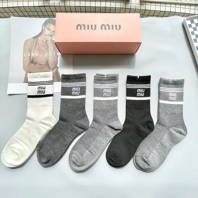 Miu Miu Logo Band Crew Socks 2