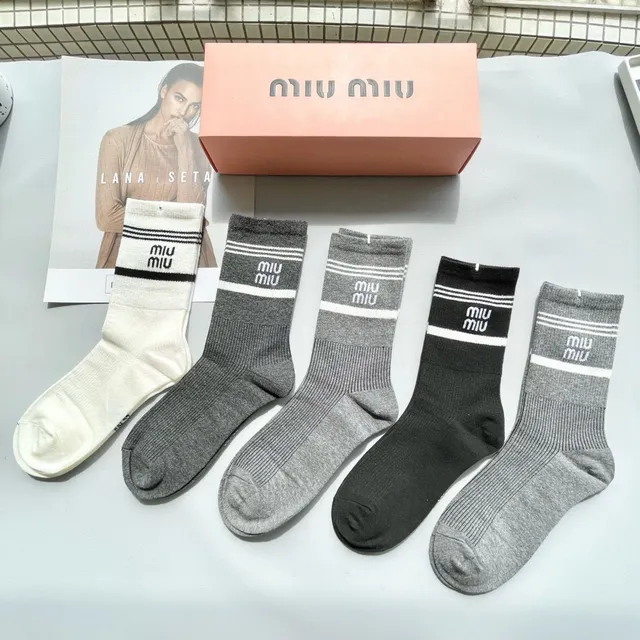 Miu Miu Logo Band Crew Socks 4
