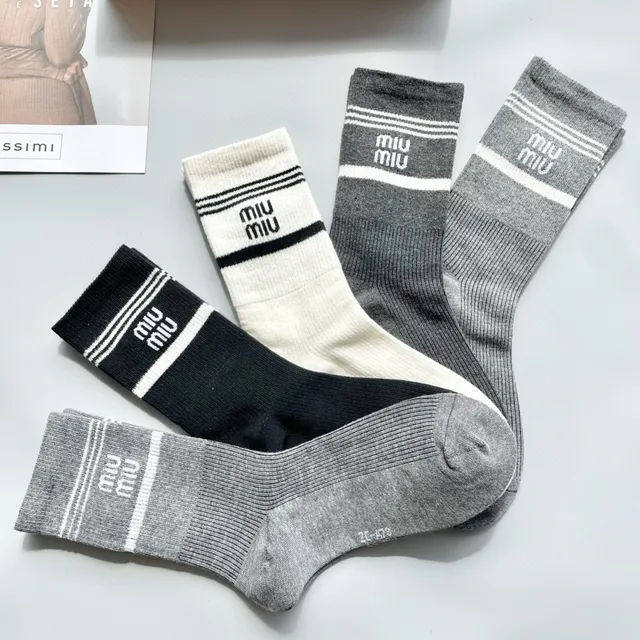 Miu Miu Logo Band Crew Socks 6