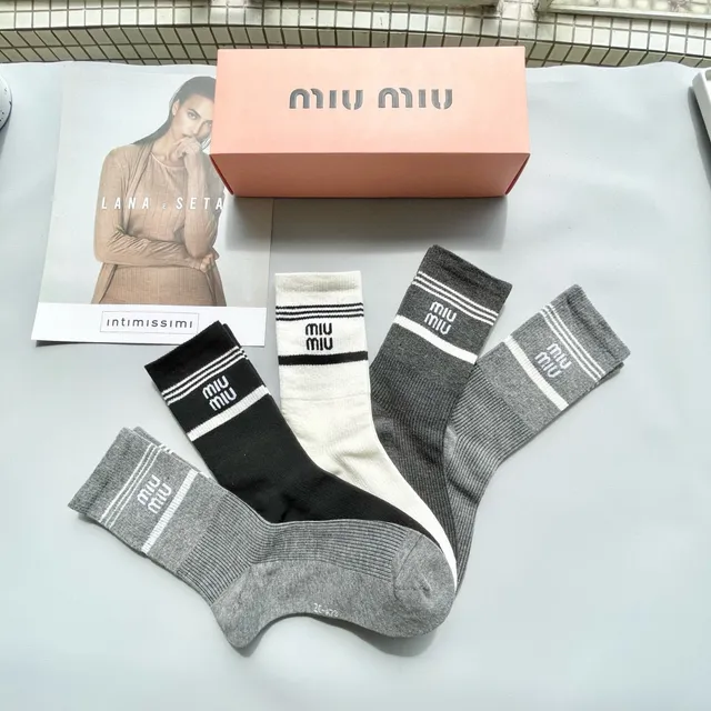 Miu Miu Logo Band Crew Socks 7