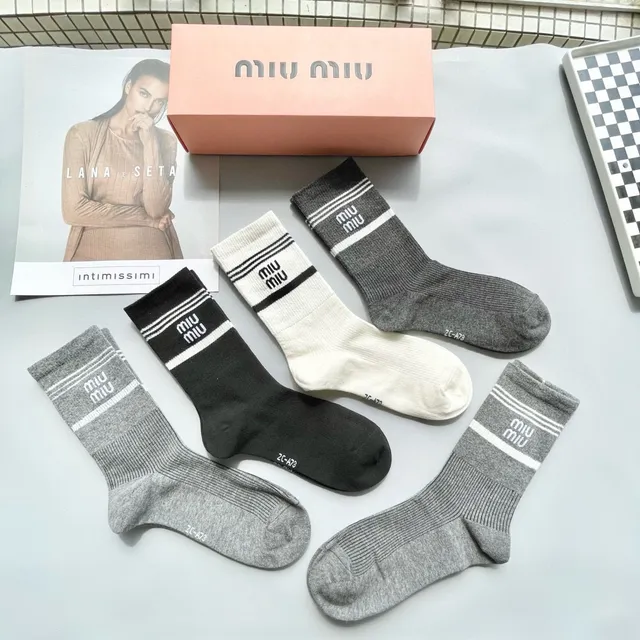 Miu Miu Logo Band Crew Socks 8