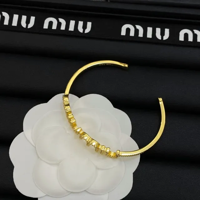 Miu Miu Logo Pavé Open Cuff Bracelet 2