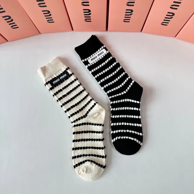 Miu Miu Striped Dotted Logo Socks 4