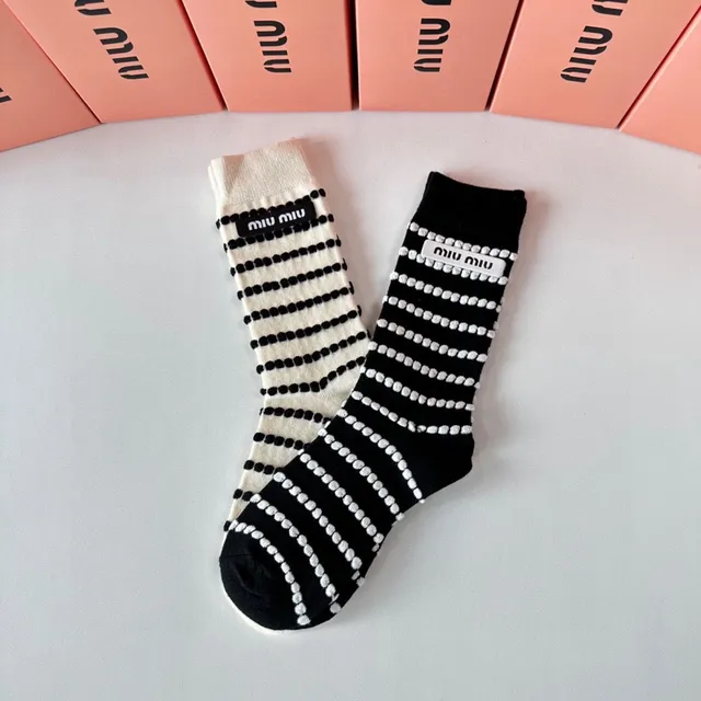 Miu Miu Striped Dotted Logo Socks 5