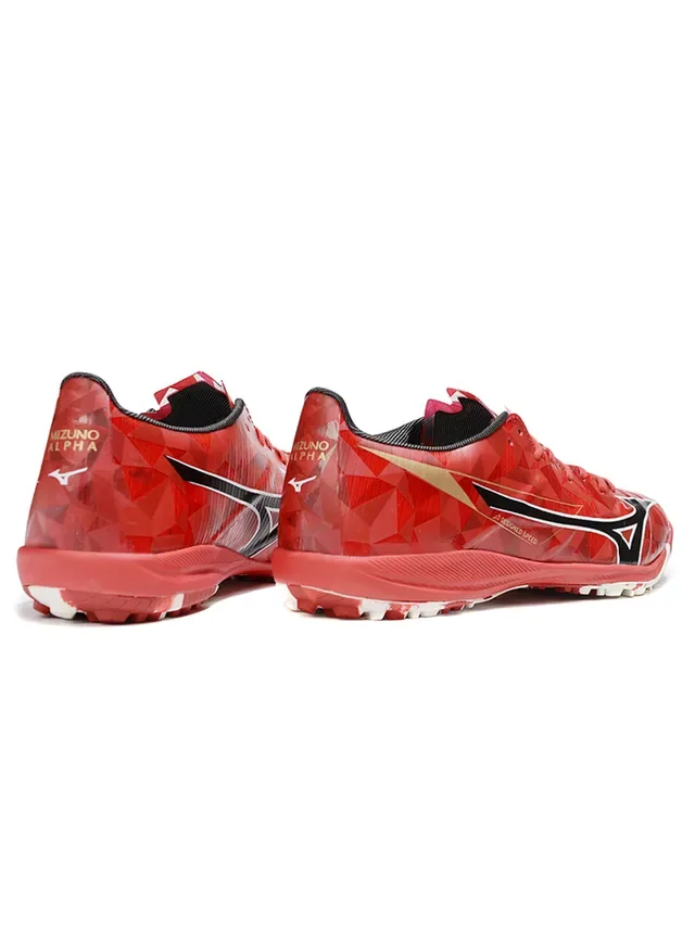 Mizuno Rouge Blanc Empeigne Géométrique Tiges Moldées Turf Chaussures de Football Pelouse Artificielle 4