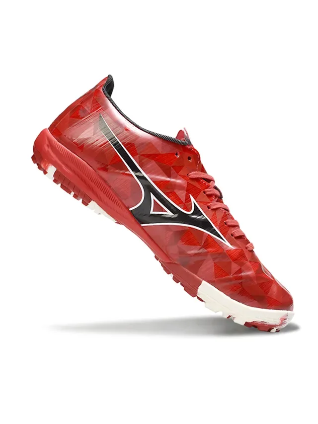 Mizuno Rouge Blanc Empeigne Géométrique Tiges Moldées Turf Chaussures de Football Pelouse Artificielle 6