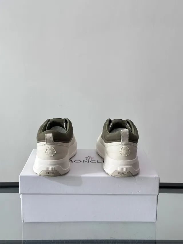 Moncler Army Green Beige Low-Top Platform Sole Sneakers 3