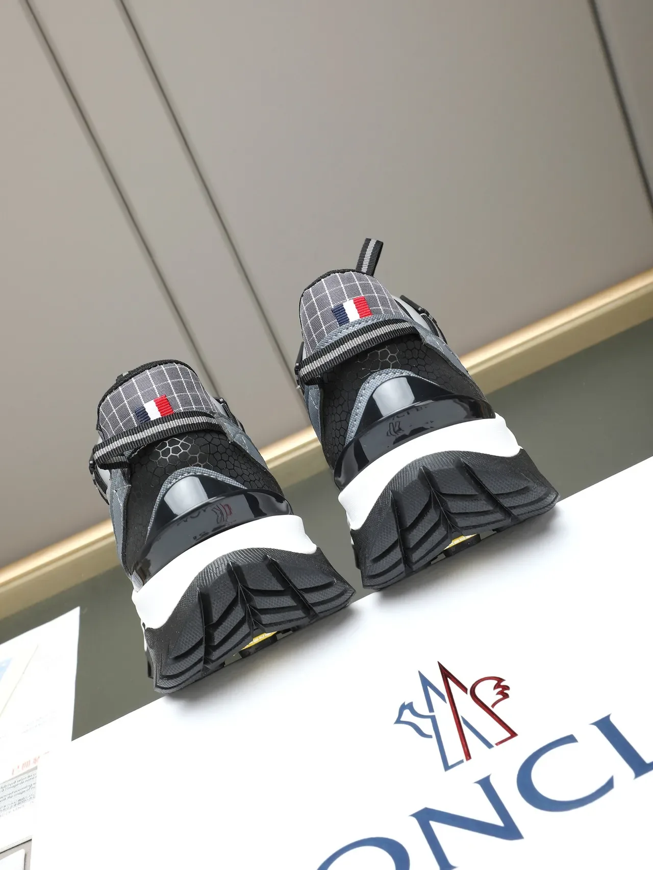 Moncler Gray and Black Mesh Overlay Chunky Sneaker 3