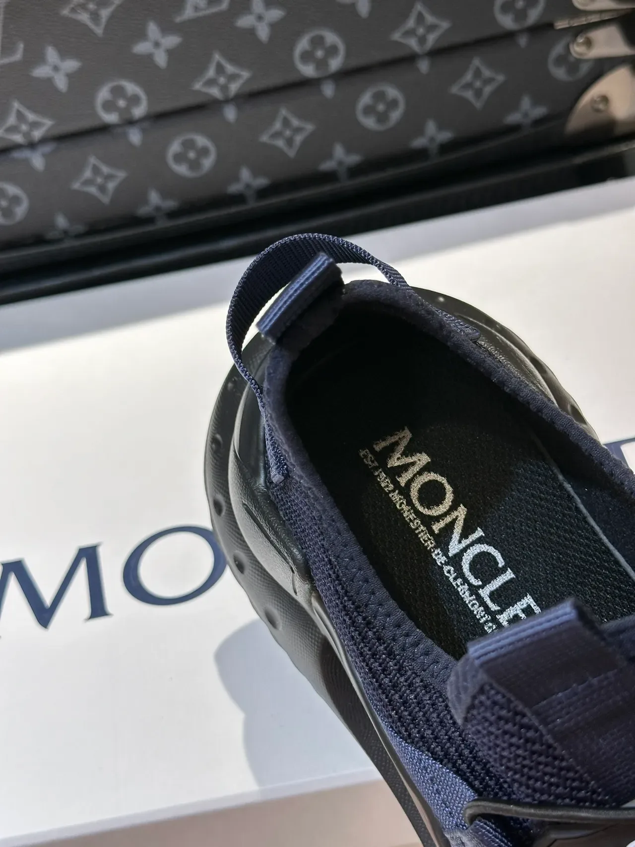 Moncler Navy Knit Laceless Slip-On Sneaker 2